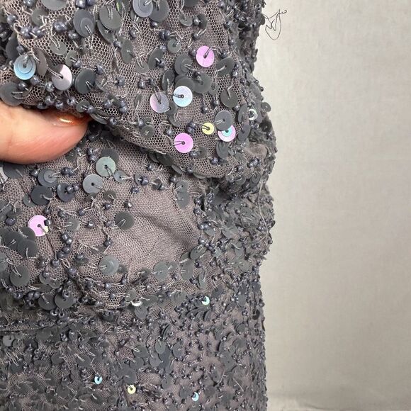 NEW Anthropologie Forever that girl dunne midi dress gray sequin size 8 - Picture 10 of 11